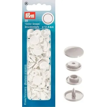 Plastové patentky Prym Color Snaps, kulaté barva: bílá