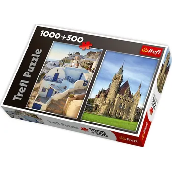 Puzzle Trefl Santorini Řecko/Zámek Moszna 1000 + 500 dílků