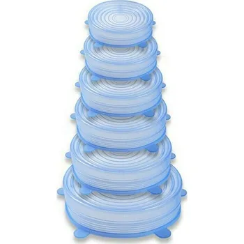 Sada nádobí Silikonová víčka pokličky sada 6ks na nádoby talíře misky - BLU