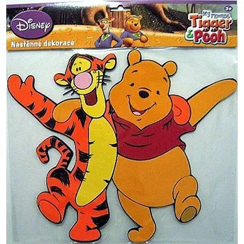 Samolepící dekorace Nástěnná dekorace pěnová MEDVÍDEK PÚ a TYGR 35x 41cm