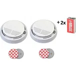 Secutek 2x Požární hlásič a detektor kouře VIP-909 EN14604 s 9V baterií zdarma + 2x Samolepící magnetický držák pro hlásiče