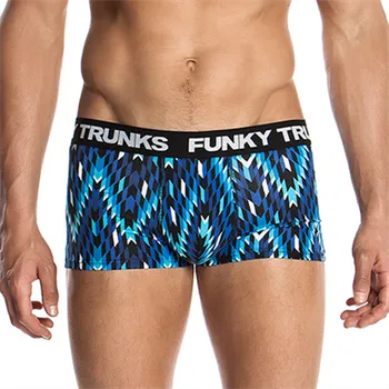 Boxerky Funky Trunks Blue ZigZag pánské boxerky Barva: modrá, Velikost: XL