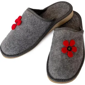 Dámské pantofle Dámské filcové uzavřené pantofle kytka 37