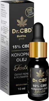 Dr.CBD 15% Forte konopný olej s černým pepřem a rozmarýnem 10 ml