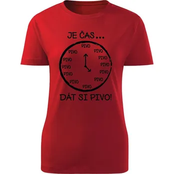 Dámské tričko Dámské tričko Je čas na pivo Barva: Červená, Velikost: XL