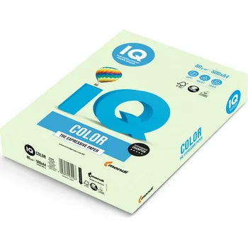 Kancelářský papír Barevný papír IQ GN27, A4 160g pastelová světle zelená 1bal/250 listů
