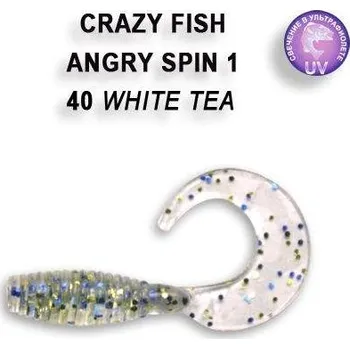 Gumová nástraha Crazy Fish Angry spin 2,5cm 40 White tea (8ks)