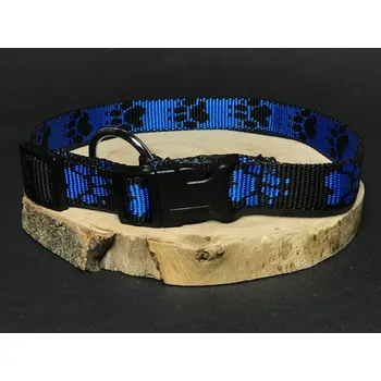 Obojek pro psa Palkar obojek z popruhu pro psy 50 cm x 20 mm černo-modrá s tlapkami (Palkar obojek z popruhu pro psy 50 cm x 20 mm černo-modrá s tlapkami)