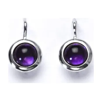 Náušnice Stříbrné náušnice, přírodní ametyst, náušnice na patent, NK 1471