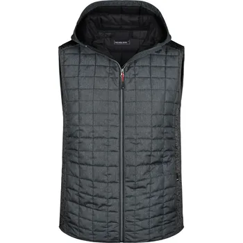 Pánská vesta Daiber Pánská pletená hybridní vesta s kapucí Knitted Hybrid Vest JN768 Barva: Šedý melír - Antracitový melír, Velikost: XL