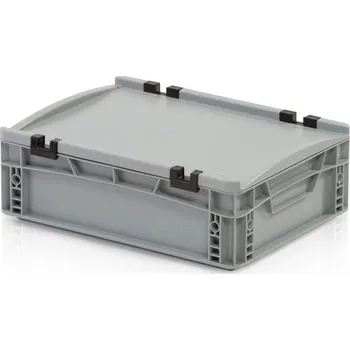 Čistič plastových dílů Plastová Euro přepravka 400x300x170 mm s víkem, plný úchyt + doprava zdarma