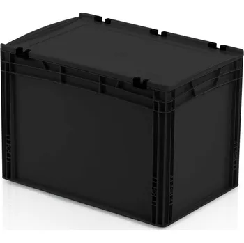 Přepravka na jídlo Plastová ESD Euro přepravka 600x400x420 mm, s víkem, plný úchyt + doprava zdarma