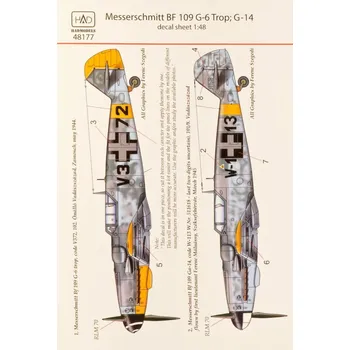 Plastikový model HAD models 1/48 Decal Messerschmitt Bf 109G-6 Trop/G-14