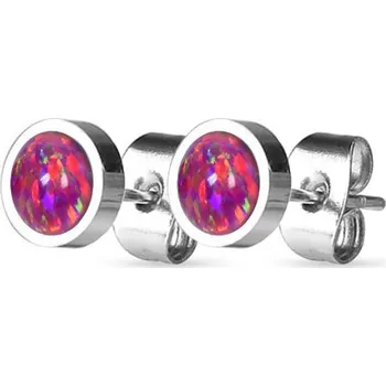 Náušnice NUBIS® Ocelové náušnice s opály 8 mm - NBP71-OP23