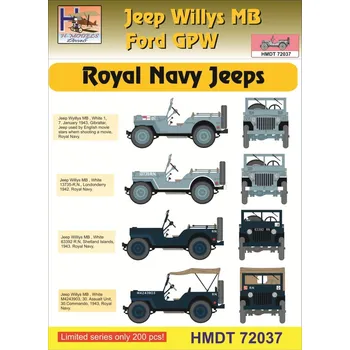 Plastikový model HM decals 1/72 Decals Jeep Willys MB/Ford GPW Royal Navy