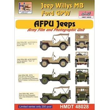 Plastikový model HM decals 1/48 Decals Jeep Willys MB/Ford GPW AFPU Jeeps