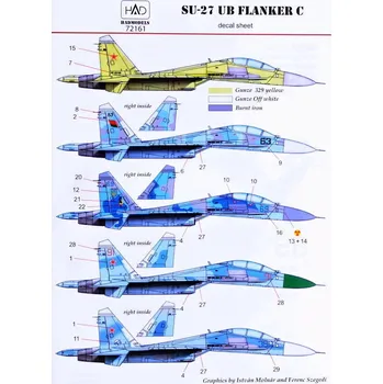 Plastikový model HAD models 1/72 Decal Su-27 UB Flanker C (5x camo)