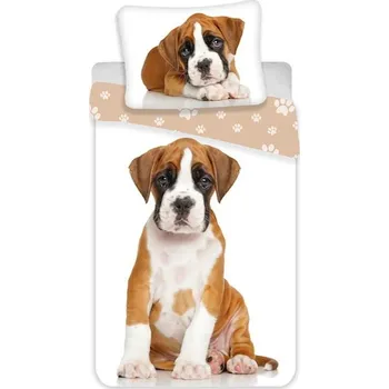 Povlečení Jerry Fabrics Dog Brown 140 x 200, 70 x 90 cm zipový uzávěr