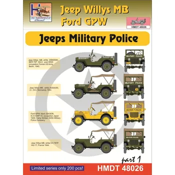 Plastikový model HM decals 1/48 Decals J.Willys MB/Ford GPW Military Police 1