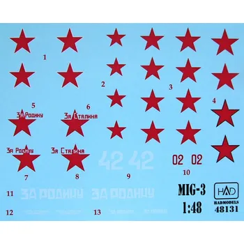 Plastikový model HAD models 1/48 Decal MiG-3 Part 3 (6x camo)