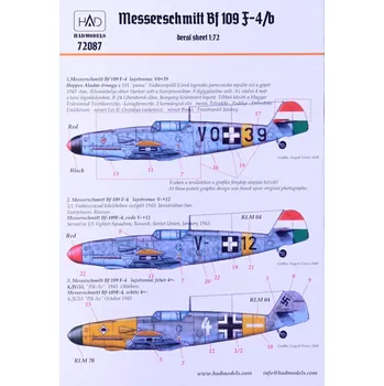 Plastikový model HAD models 1/72 Decal Messerschmitt Bf 109 F-4/b (3x camo)
