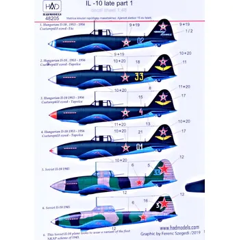 Plastikový model HAD models 1/48 Decal IL-10 late (7x camo) Part 1