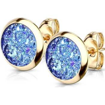Náušnice Zlacené ocelové náušnice s modrými krystaly