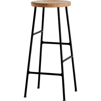 Barová židle HAY Barová stolička Cornet High, Powder Coated Steel Soft Black / Solid Oak Oiled