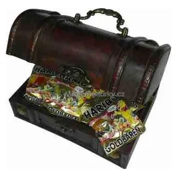 Dárková krabička Střední dřevěná dárková truhlička naplněná mini medvídky Haribo