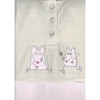 Dívčí noční košile Happy kids, dívčí noční košile LKD-008, krátký rukáv, béžovo-růžová, vel. 134