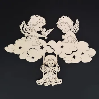 Vánoční dekorace AMADEA Dřevěná ozdoba andílci 20 cm