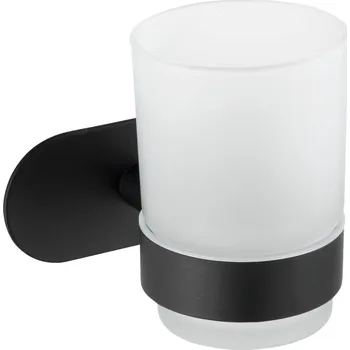 Držák na kartáček Matně černý samodržící skleněný kelímek na zubní kartáčky Orea – Wenko ID_1337183