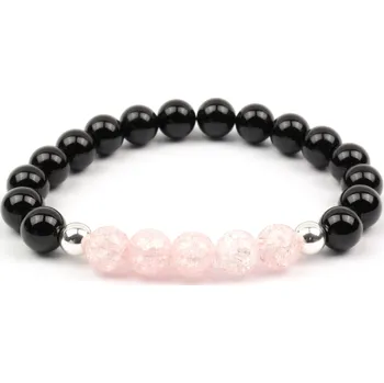 Náramek Moni - dámský náramek onyx křišťál praskaný růžový