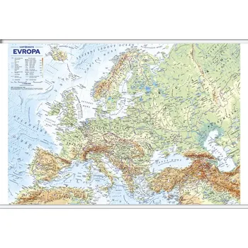 Evropa: Nástěnná obecně zeměpisná mapa…