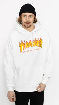 Pánská mikina Thrasher Flame Logo Hood bílá