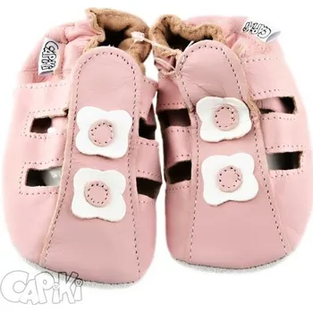 Capáčky CAPIKI Kožené capáčky - SANDÁLKY růžové 12-18 M