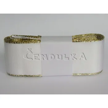 Stuha Stuha taftová 40mm s rexorem bílá+zlato