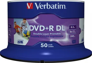 Optické médium Verbatim DVD+R Double Layer Printable 8x 50ks cakebox