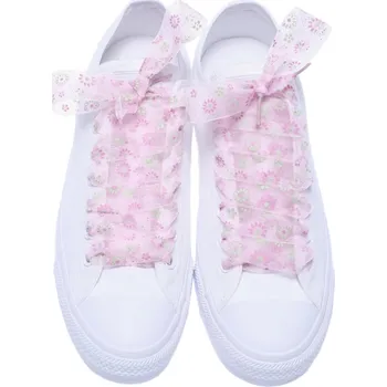 Tkaničky do bot Mašličkové tkaničky z organzy - květinová růžová Délka: 120