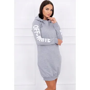 Dámské šaty Fashionweek Sportovní šaty s kapucí OFF WHITE K62072 Barva: šedý melír, Velikost: Universal