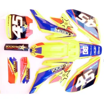 Polep vozidla pitbike polepy na plasty CRF 70 rockstar/žluté, Stomp, DemonX, WPB