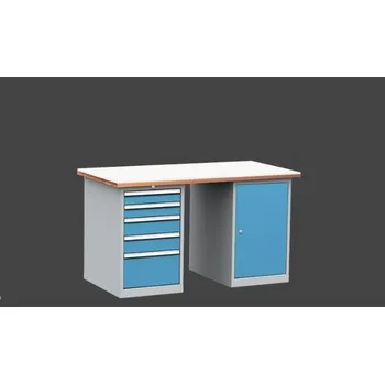 Průmyslová sponka dílenský stůl DPS 1O23 s bukovou spárovkou a PE deskou, kontejner a skříňka + doprava zdarma