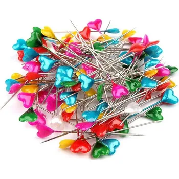 Špendlíky ozdobné délka 55 mm srdce - mix barev