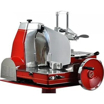 Kráječ na chleba Nářezový stroj elektrický retro Flywheel 370/81 červený, pro krájení Prosciutto