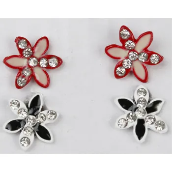 Náušnice UNI Náušnice kytičky 2 páry Barva: červeno-bílá