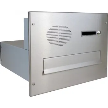 Poštovní schránka 1x poštovní schránka B-04 k zazdění do sloupku + čelní deska s 1x zvonkem a HM URMET - NEREZ / šedá