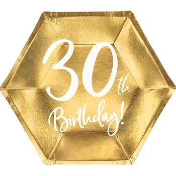 Party nádobí Zlaté talířky 30.narozeniny, 6 ks, 20 cm