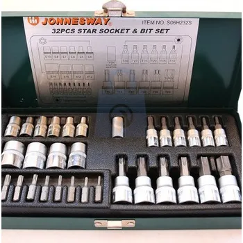 Bit Sada hlavic a bitů TORX, 32 dílů, JONNESWAY sada, balení 1 ks