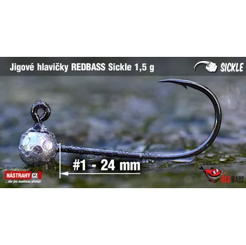 Rybářský háček Jigová hlavička REDBASS Sickle #1 - 24 mm - #1 - 1,5 g, 5 ks