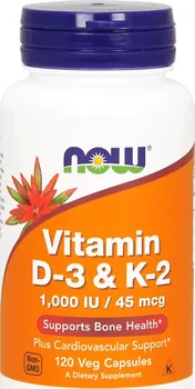 Now Foods Vitamin D3 a K2 1000 IU 120 cps.